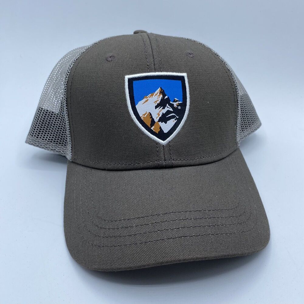 Kuhl Born In The Mountains Taupe Tan Mesh Trucker Hat Snap Back Logo OSFA Hike